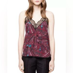 Zadig & Voltaire Burgundy and Black Camisole